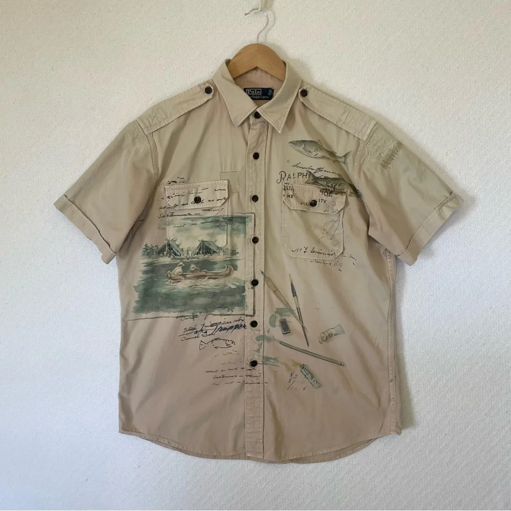 Polo Ralph Lauren Sportsman Fly Fishing Patchwork Shirt Men’s L Trapper Lake - Picture 1 of 16